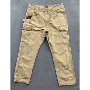 Wrangler Cargo Workwear Pants Mens Size 38 X 31 Beige Outdoor Heavily Stained